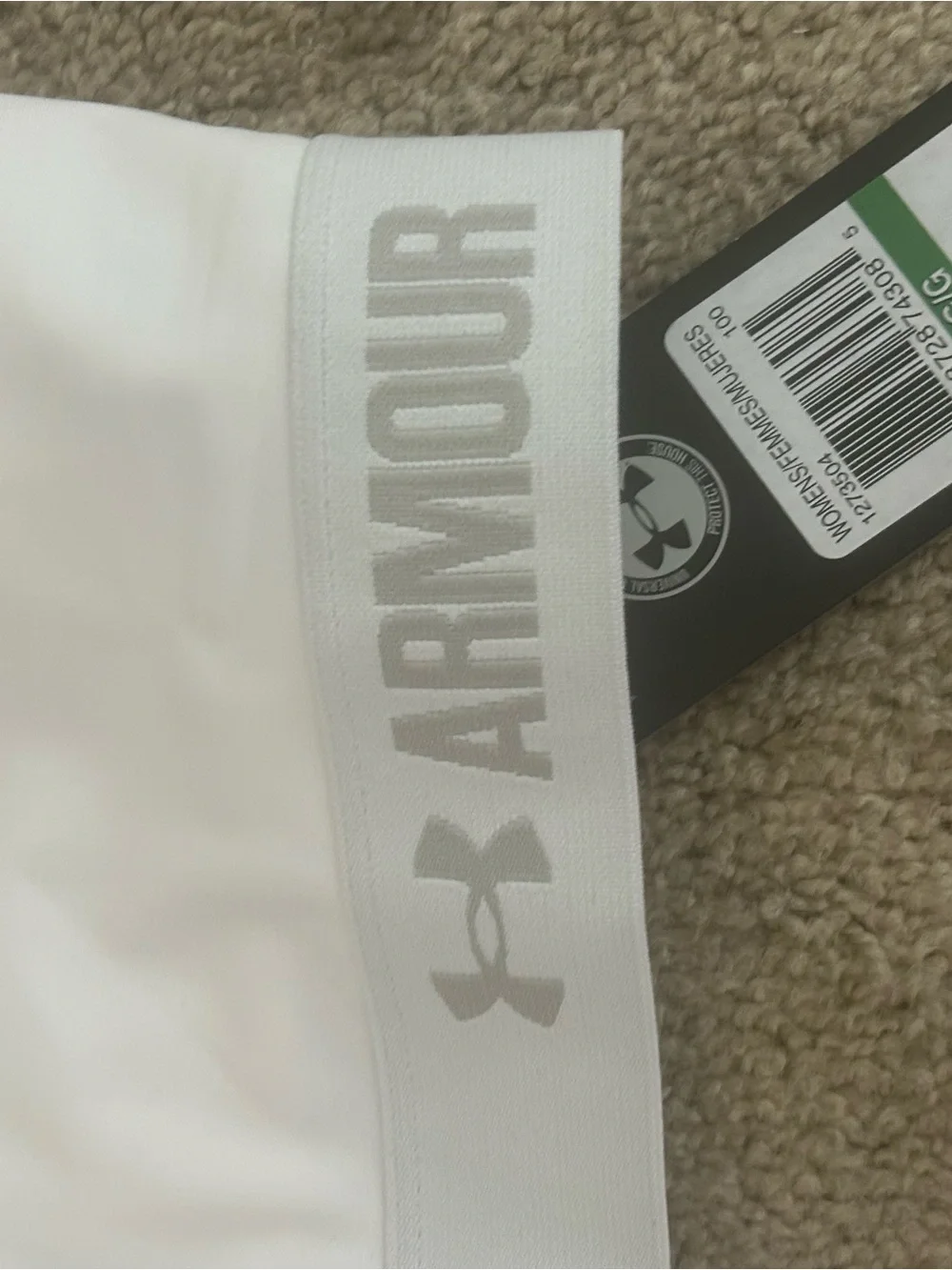 Under Armour White Racerback Swim Bikini Top with Gray Trim